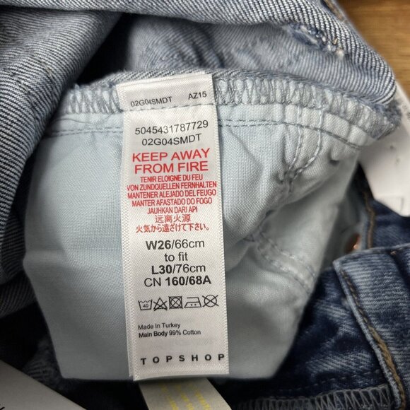 New Topshop Raw Hem Crop Straight Leg Jeans Women's 26 x 30 Blue Denim - Picture 6 of 9